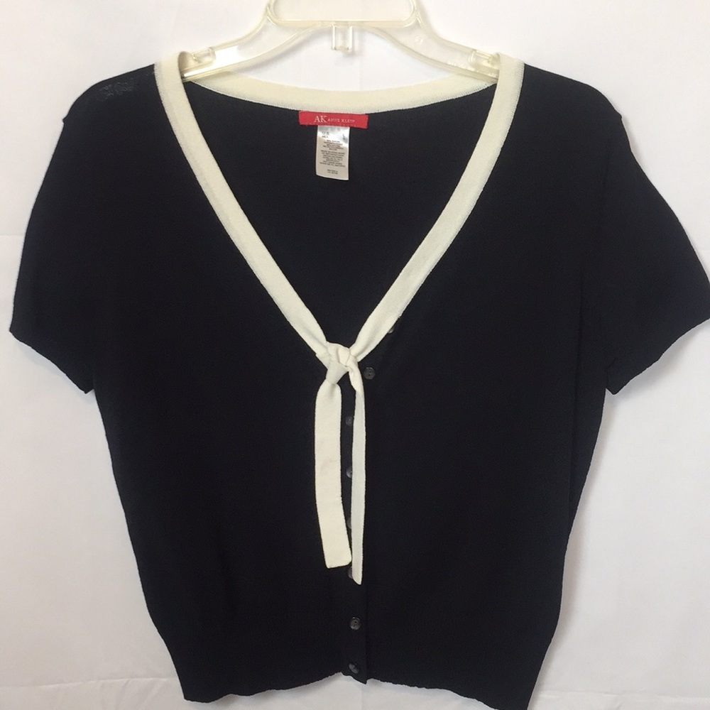 Anne Klein Black/Beige Knit Top - Picture 2 of 8